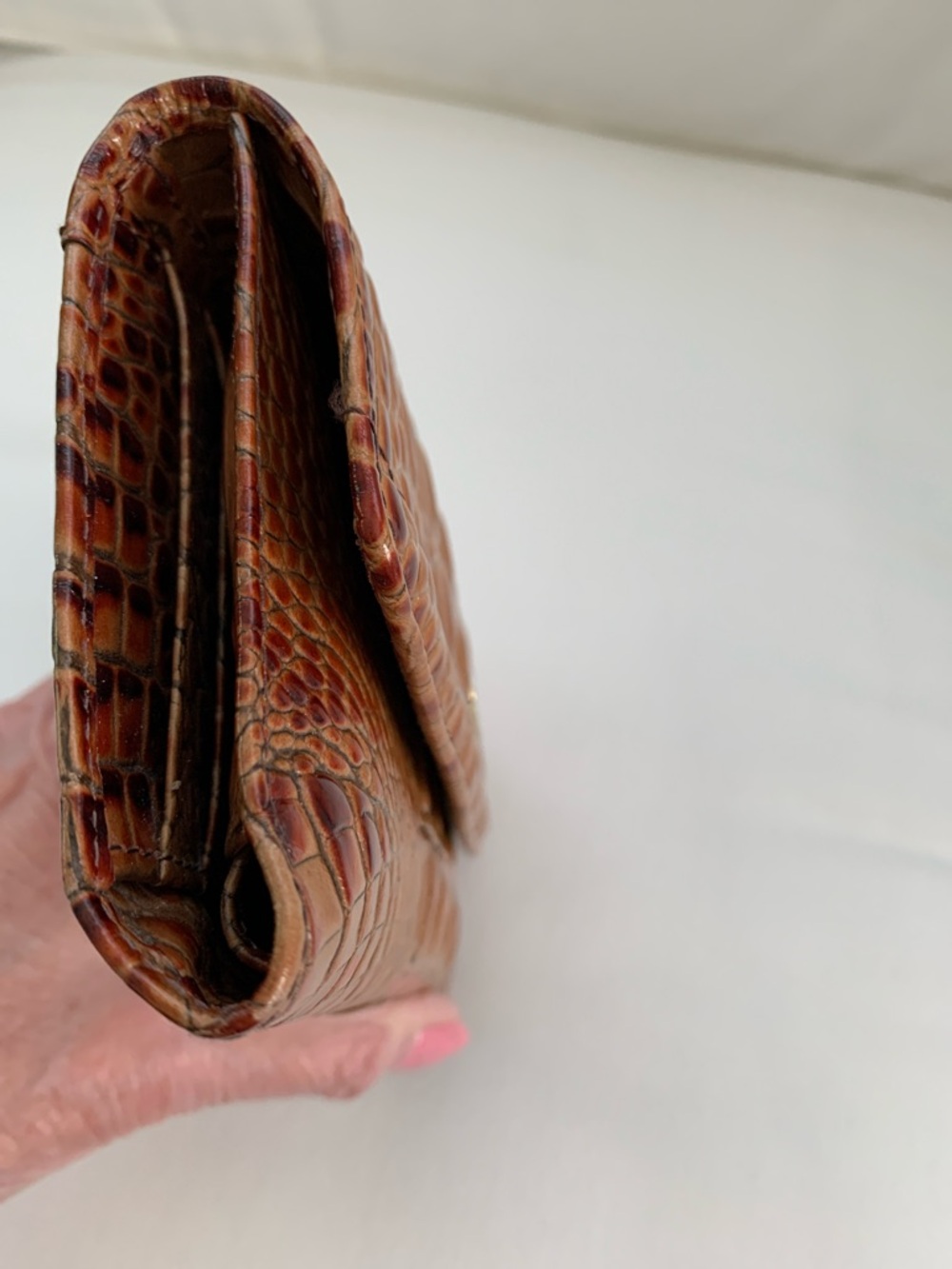 Brahmin Cognac Croc-Embossed Leather Clutch Wallet on Sale - Picture 4 of 10